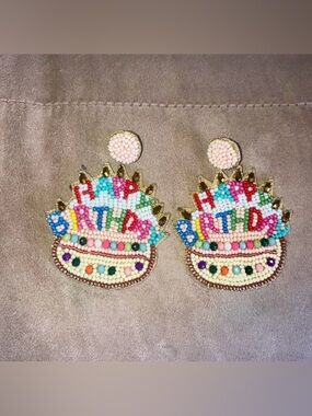 Happy Birthday Beaded Earrings
